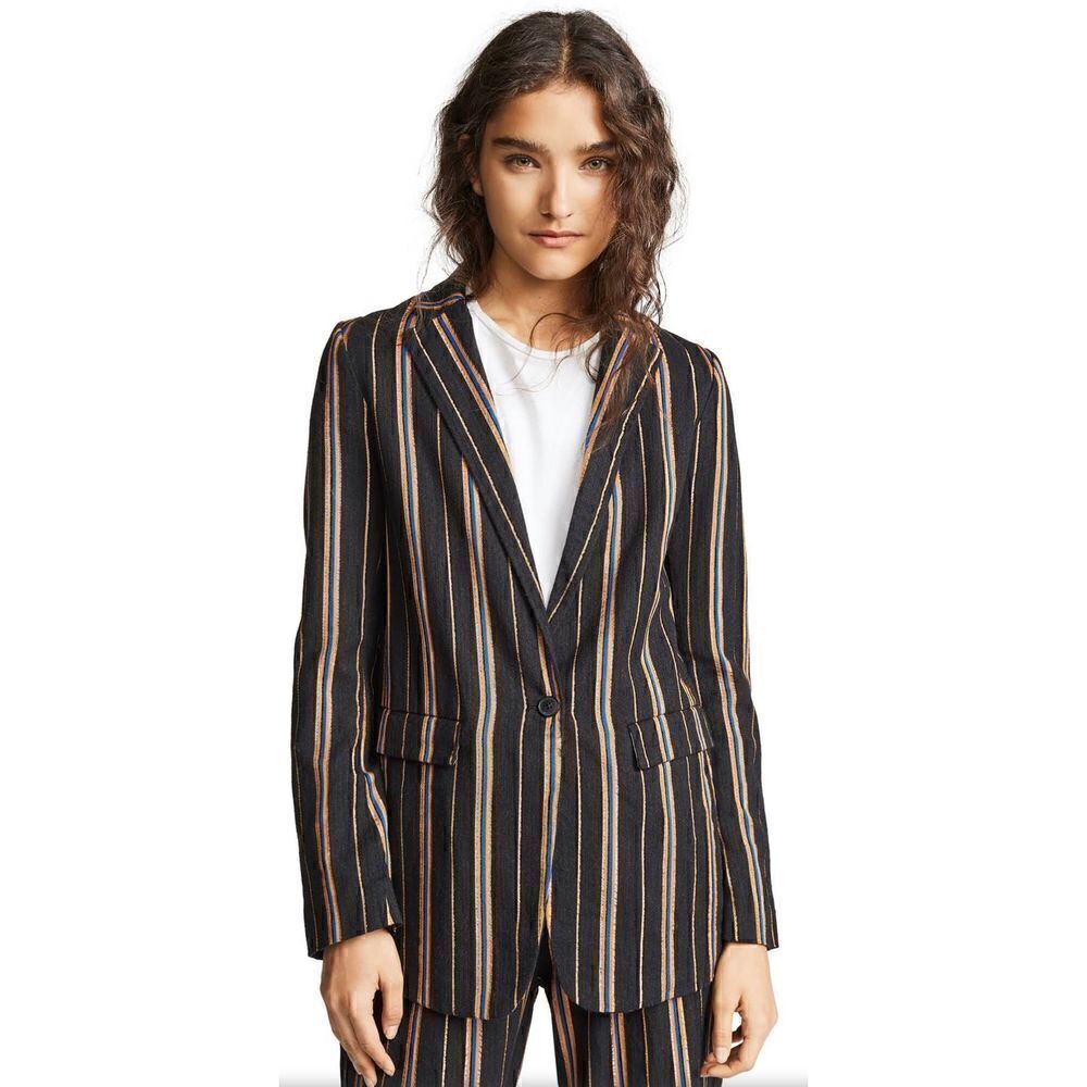 Forte Forte Masai Made in Italy Striped Metallic Single-Button Jacket Size 0